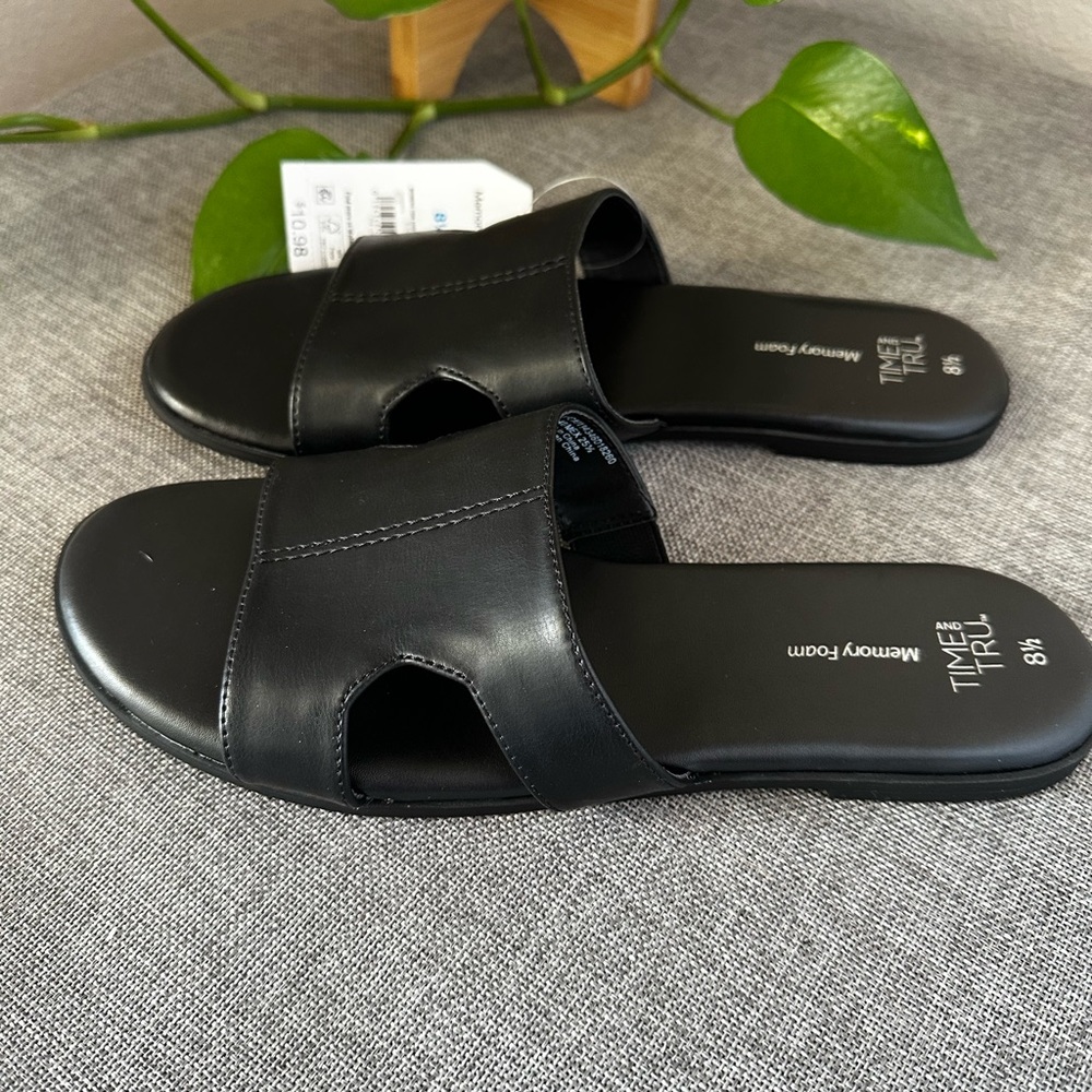 Time & Tru Women’s H Band Sandal Black Size 8 1/2
